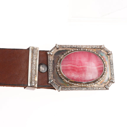 Vintage sterling silver Rhodochrosite concho belt with nice buckle
