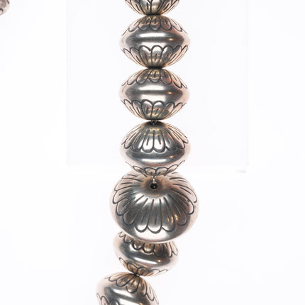 27.5" SW Navajo Pearl hand stamped/handmade beaded sterling silver necklace