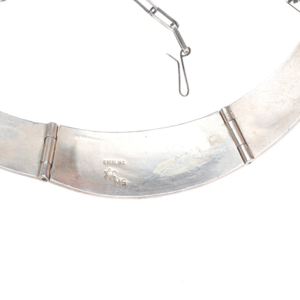 15.5" Mitchel Sockyma Hopi overlay bib choker necklace paw sterling silver