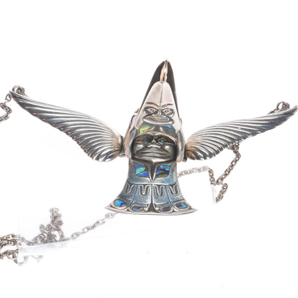1992 Jerry Hill 4/25 Northwest Coast Sterling silver/gold abalone necklace