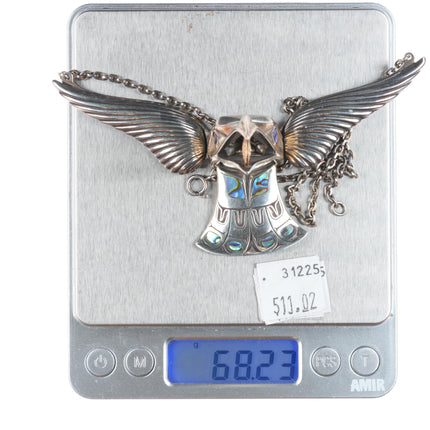 1992 Jerry Hill 4/25 Northwest Coast Sterling silver/gold abalone necklace