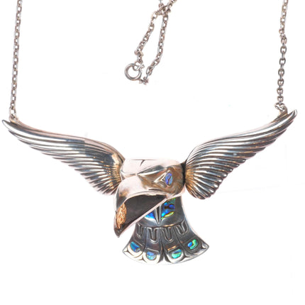 1992 Jerry Hill 4/25 Northwest Coast Sterling silver/gold abalone necklace