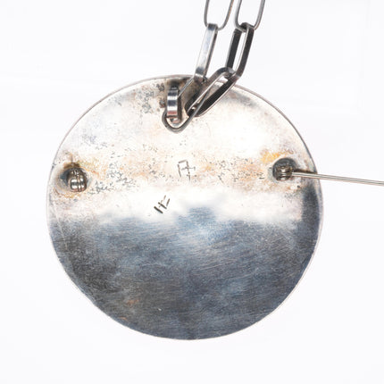 Large Vintage Hopi overlay pendant with necklace, sterling silver