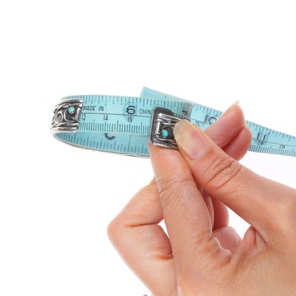 6.25" Vintage Zuni sterling silver turquoise inlay/needlepoint cuff bracelets