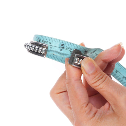 6.3" Vintage Navajo sterling silver row/chip inlay turquoise cuff bracelets