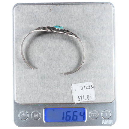 6.5" Vintage 40's-50's Fred Harvey style sterling and turquoise cuff bracelet