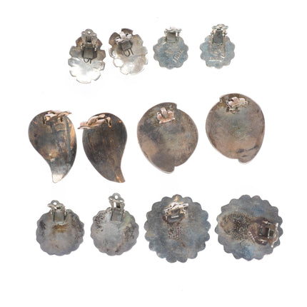 Vintage Lot Navajo/Zuni/Southwestern sterling silver/turquoise clip-on earrings