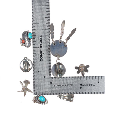Vintage Lot Navajo/Zuni/Southwestern sterling silver/turquoise clip-on earrings