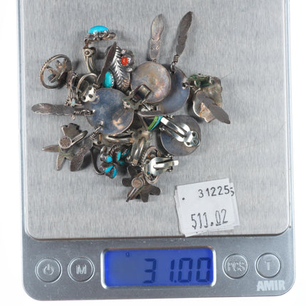 Vintage Lot Navajo/Zuni/Southwestern sterling silver/turquoise clip-on earrings