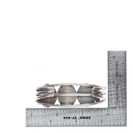 6.5" c1940 Zuni Blue Gem Turquoise sterling silver  square cluster cuff bracelet