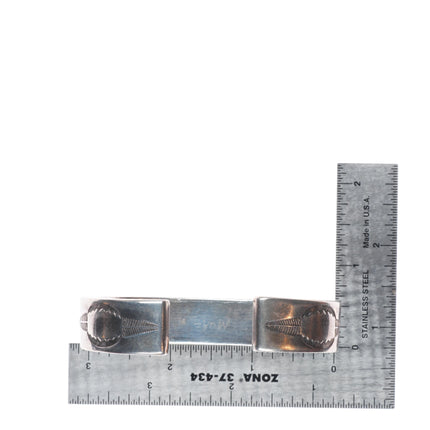 6.6" c1940 Zuni #8 spiderweb Turquoise sterling silver inlay cuff bracelet