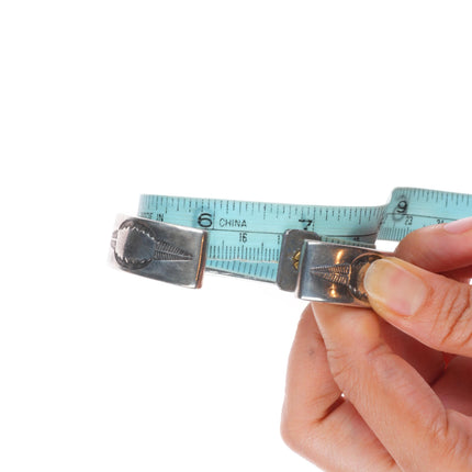 6.6" c1940 Zuni #8 spiderweb Turquoise sterling silver inlay cuff bracelet