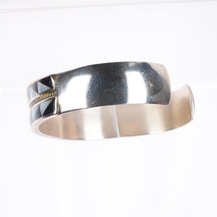 6.5" Andrew Dewa Zuni sterling silver intarsia inlay cuff bracelet turquoise