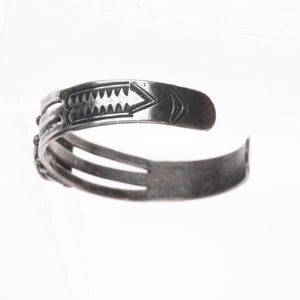 6.25" 30's-40's Navajo sterling silver green turquoise cuff bracelet nice stamps