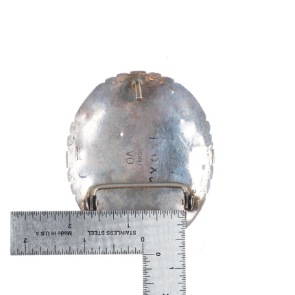 OA Vintage Navajo sterling silver spiderweb turquoise belt buckle