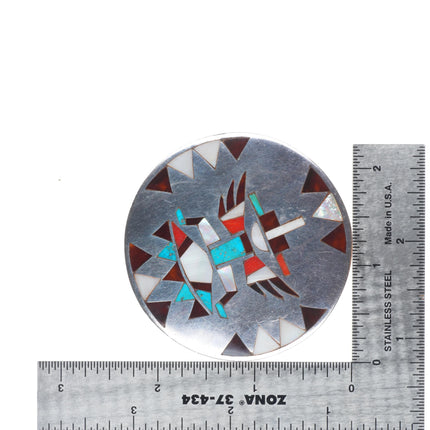 Vintage Natachu Zuni sterling silver knifewing inlay large pendant/pin