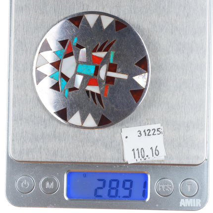 Vintage Natachu Zuni sterling silver knifewing inlay large pendant/pin