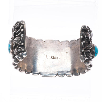 7" vintage Andy Lee Kirk Isleta pueblo sterling silver turquoise cuff bracelet