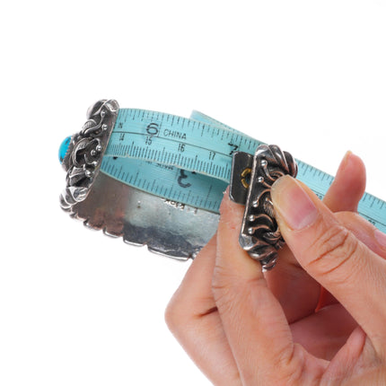 7" vintage Andy Lee Kirk Isleta pueblo sterling silver turquoise cuff bracelet