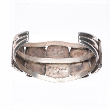 6.75" Nicholas-Theresa Leekela Zuni intarsia inlay sterling silver cuff bracelet