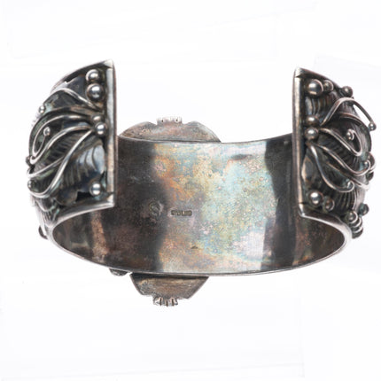 7.25" Vintage Sylvia Chee Navajo sterling silver Kingman turquoise cuff bracelet
