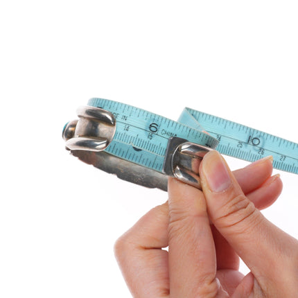 6.25" Vintage Navajo Pilot Mountain turquoise sterling silver row cuff bracelet