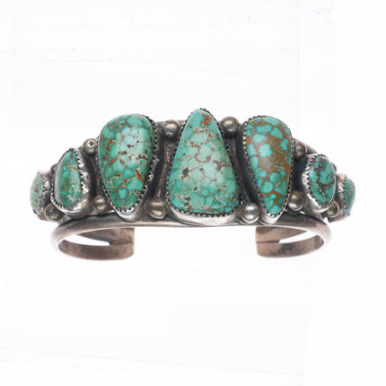6.6" Vintage Navajo sterling silver Pilot Mountain web turquoise cuff bracelet