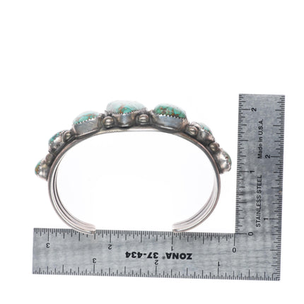 6.6" Vintage Navajo sterling silver Pilot Mountain web turquoise cuff bracelet