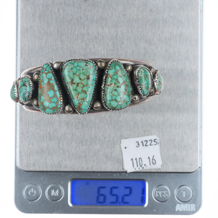 6.6" Vintage Navajo sterling silver Pilot Mountain web turquoise cuff bracelet