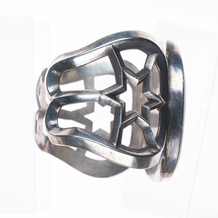 6.5" Lambert Homer Sr Zuni Intarsia inlay sandcast sterling silver cuff bracelet