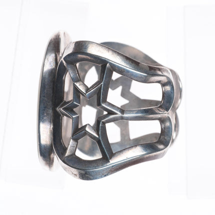 6.5" Lambert Homer Sr Zuni Intarsia inlay sandcast sterling silver cuff bracelet