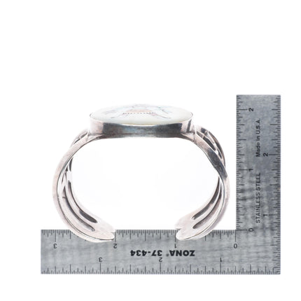 6.5" Lambert Homer Sr Zuni Intarsia inlay sandcast sterling silver cuff bracelet