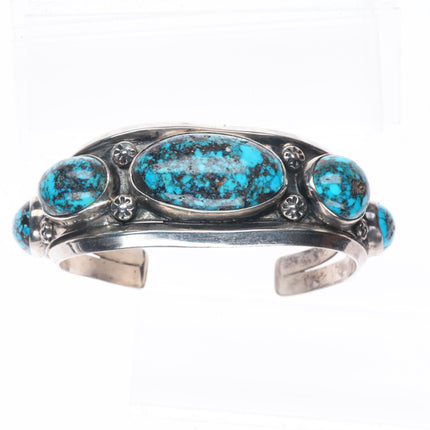 6.75" Vintage Navajo sterling silver high grade Persian turquoise cuff bracelet