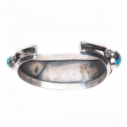 6.75" Vintage Navajo sterling silver high grade Persian turquoise cuff bracelet