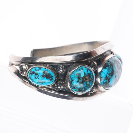 6.75" Vintage Navajo sterling silver high grade Persian turquoise cuff bracelet