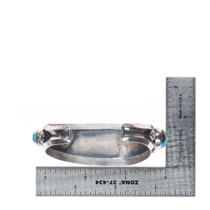 6.75" Vintage Navajo sterling silver high grade Persian turquoise cuff bracelet