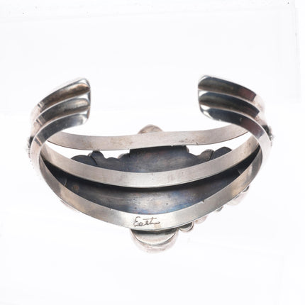 6.1" Esther Wood Navajo sterling silver high grade turquoiise cuff bracelet
