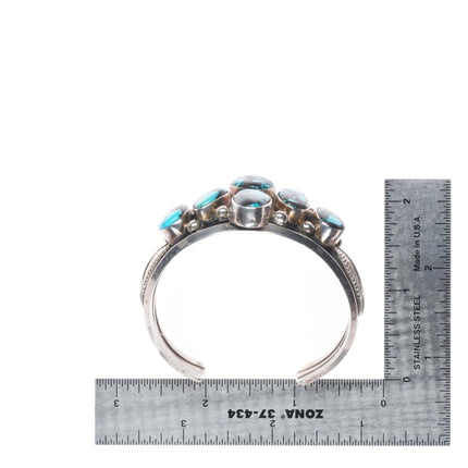 6.1" Esther Wood Navajo sterling silver high grade turquoiise cuff bracelet