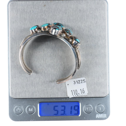 6.1" Esther Wood Navajo sterling silver high grade turquoiise cuff bracelet