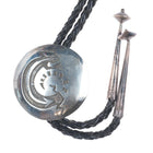 Bill Setalla Hopi Vintage sterling silver overlay style bolo tie salamander