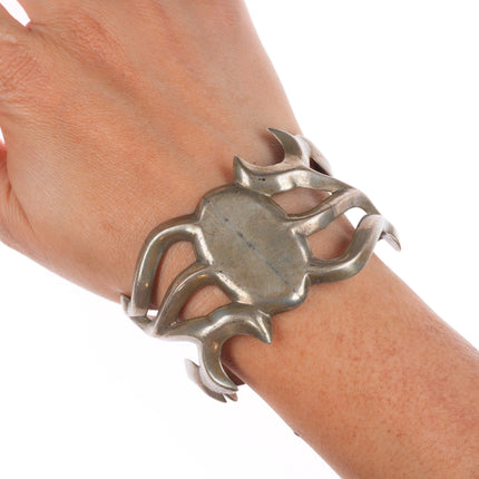 6.75" Vintage Navajo coin/ingot silver sandcast cuff bracelet