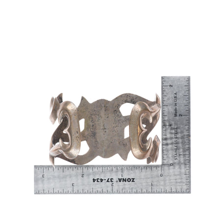 6.75" Vintage Navajo coin/ingot silver sandcast cuff bracelet