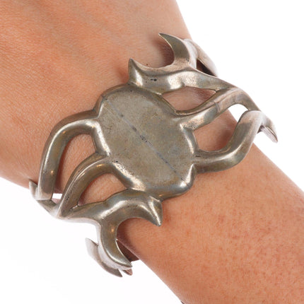 6.75" Vintage Navajo coin/ingot silver sandcast cuff bracelet