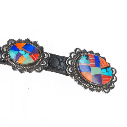 37.5" Albert Platero Navajo sterling silver Santo Domingo inlaid concho belt