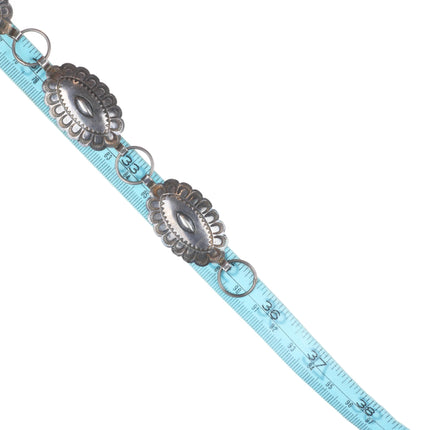 35.5" 40's-50's Vintage Navajo sterling silver link concho belt with turquoise