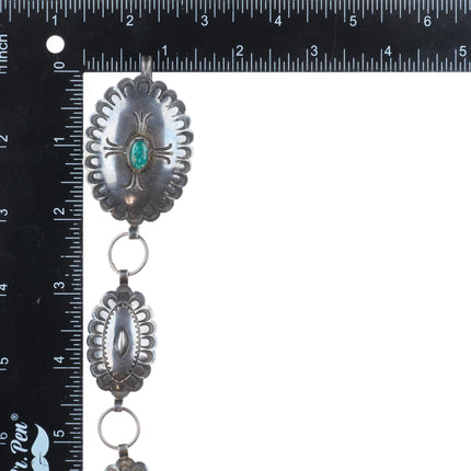 35.5" 40's-50's Vintage Navajo sterling silver link concho belt with turquoise