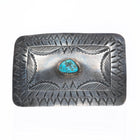 WD Vintage Navajo sterling silver nicely stamped belt buckle with turquoise