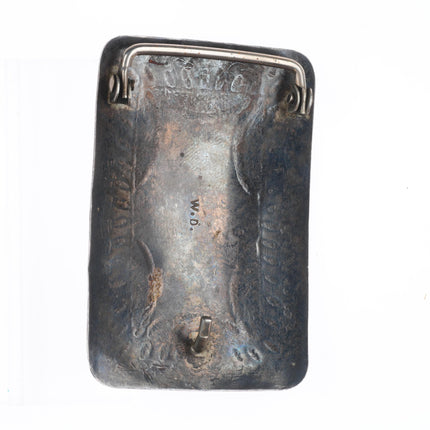WD Vintage Navajo sterling silver nicely stamped belt buckle with turquoise