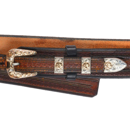 3/4" 10k gold/Sterling silver Sunset Trails vintage ranger belt buckle set