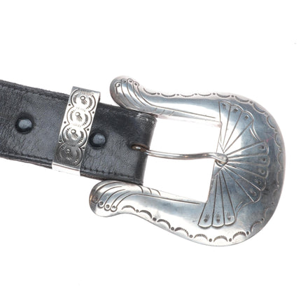36.5 Sam Pablo Navajo sterling silver ranger/concho belt